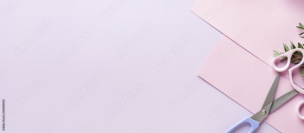 Poster a pair of scissors sitting on top of a pink surface created with generative ai technology