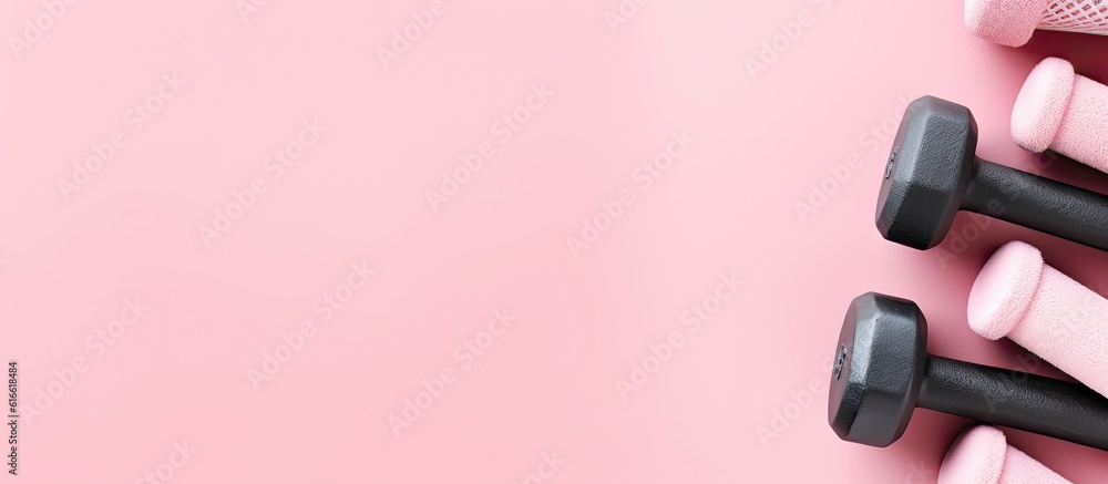 Poster a group of dumbs sitting on top of a pink surface created with generative ai technology