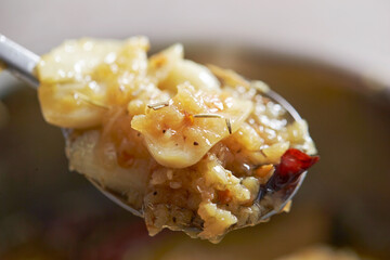 Garlic and olive oil cut into spoon