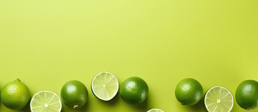 A group of limes sitting on top of a green surface created with Generative AI technology