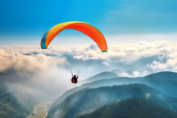 paraglider over the mountains generative AI