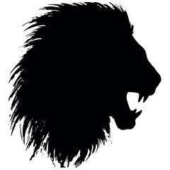 Lion head silhouette vector, isolated on white background, vector illustration