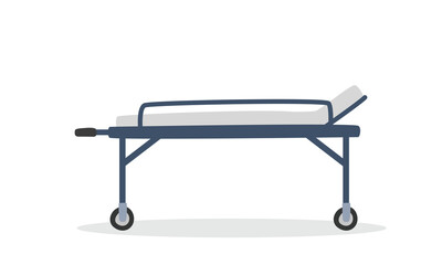 Stretcher clipart cartoon style. Stretcher, hospital bed, patient trolley, medical gurney, litter, pram flat vector illustration hand drawn doodle style. Hospital and medical concept