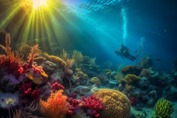 Fototapeta na wymiar coral reef and coral generative AI 