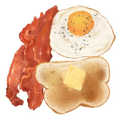 fried egg bacons and bread breakfast