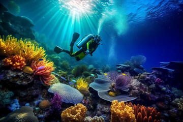 scuba diver and coral generative AI
