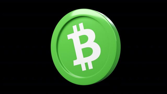 Bitcoin cash BCH coin 3d rotage 360 degrees in black bg Cryptocurrency token seemless loop