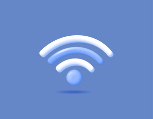 3D symbol or icon of WiFi signal. Telecommunication. Data transmission and networking. 3D and realistic vector element design. blue background