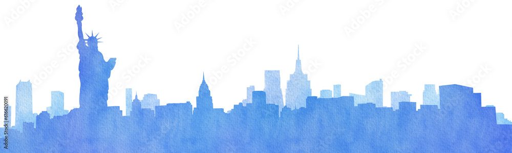 Wall mural watercolor silhouette landscape of new york city