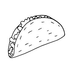 tacos hand drawn in doodle style. fast food.