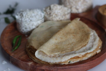 Instant oats poha dosa served with spicy coconut condiment