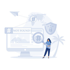 Blog promotion mistake. Ineffective keywords analysis. Idea of search engine optimization for blog promotion, flat vector modern illustration 