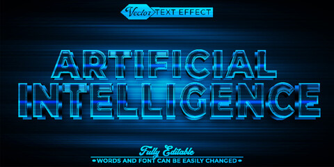 Fototapeta na wymiar Blue Tech Artificial Intelligence Vector Editable Text Effect Template