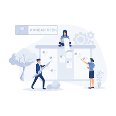 Online kanban board app, agile visual project management method, teamwork concepts, flat vector modern illustration 