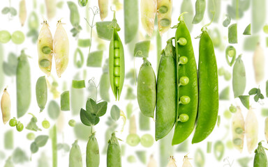 Green Pea Slice and Leaf Abstract