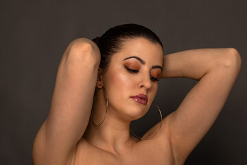 Sensual glamour woman with proffessional make up on her face