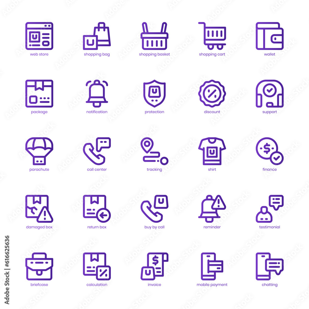 Poster web store icon pack for your website design, logo, app, and user interface. web store icon basic lin