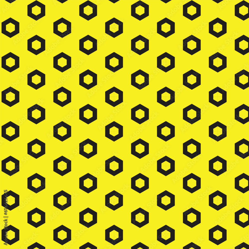 Poster abstract monochrome geometric black polygon pattern art with yellow bg.