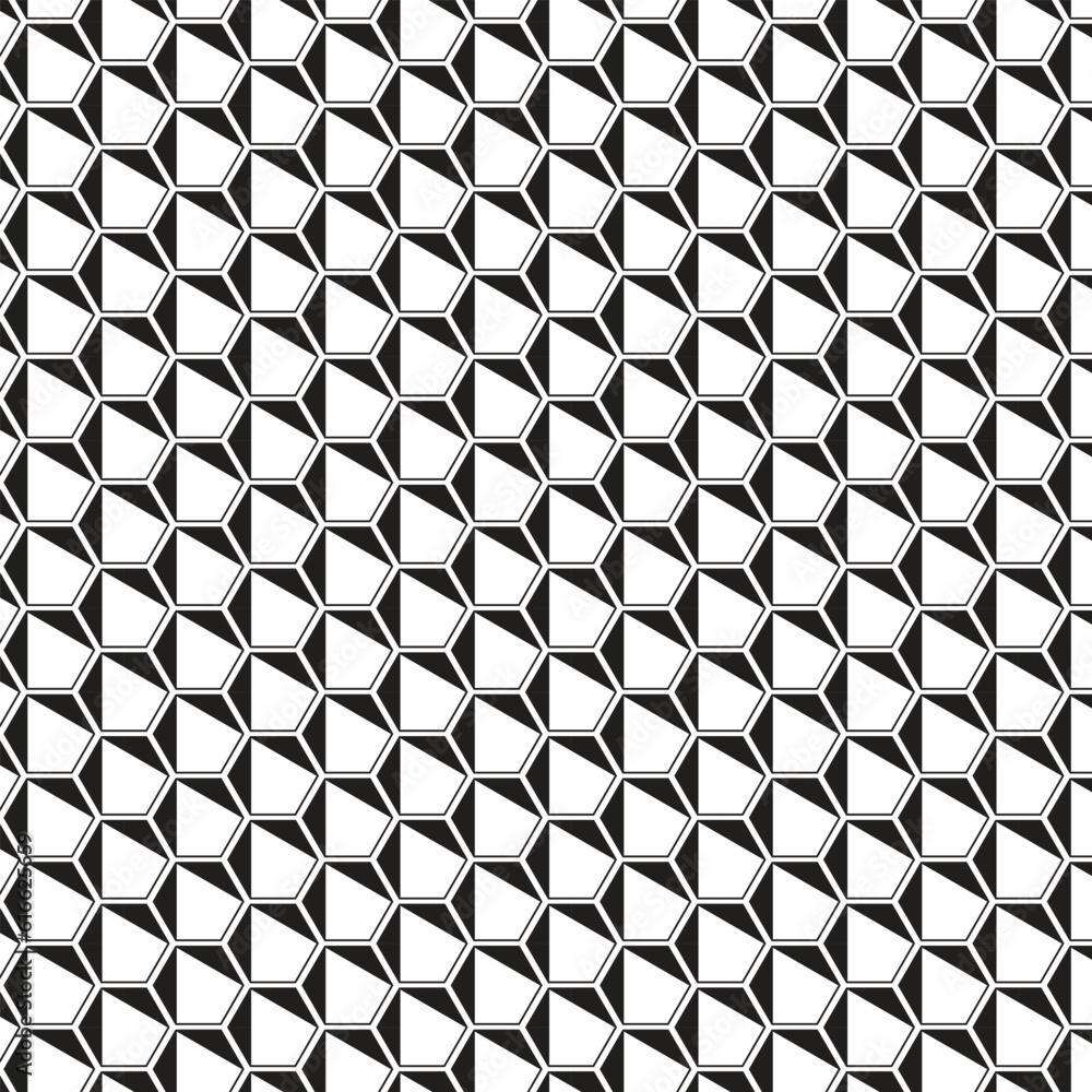 Poster abstract monochrome geometric black hexagon pattern.