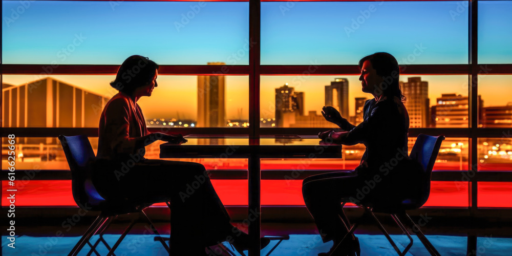 Poster interaction between two people - generative ai