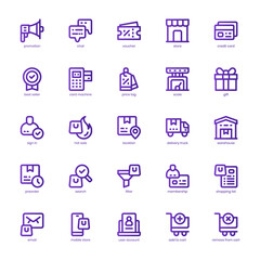 Web Store Icon pack for your website design, logo, app, and user interface. Web Store Icon basic line gradient design. Vector graphics illustration and editable stroke.