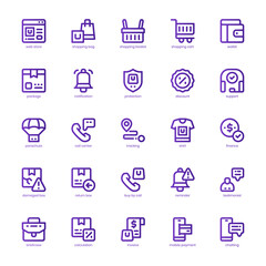 Web Store Icon pack for your website design, logo, app, and user interface. Web Store Icon basic line gradient design. Vector graphics illustration and editable stroke.