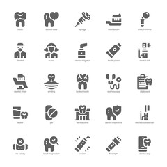 Dentist Icon pack for your website design, logo, app, and user interface. Dentist Icon glyph design. Vector graphics illustration and editable stroke.