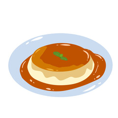 Illustration of caramel cream pudding. Desserts