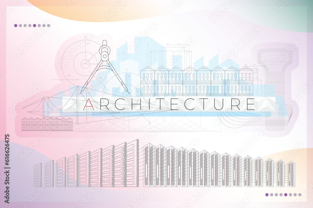 Poster abstract vector illustration of building wireframe structure. construction graphic idea for template