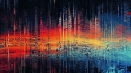 Glitch overlay. Analog distortion. Noise texture. Colorful abstract background. 