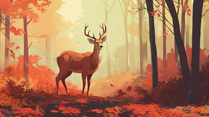 Autumn Deer created with Generative AI technology