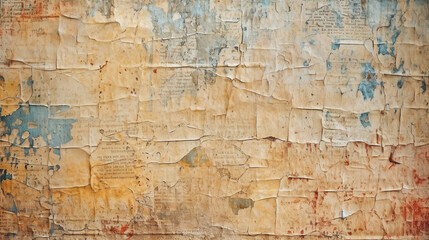 Obraz premium Newspaper paper grunge aged newsprint pattern background. Vintage old newspapers template texture, generative ai