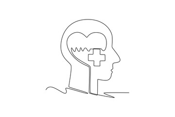 Continuous one line drawing healthcare activity concept. Single line draw design vector graphic illustration.