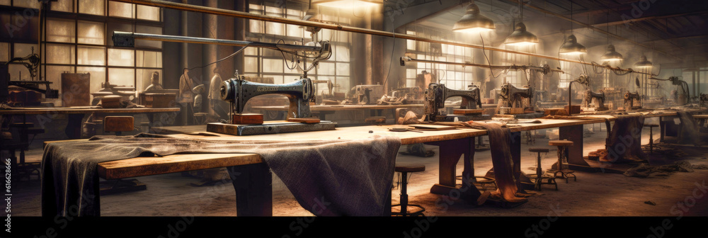 Poster workers inside a factory - generative ai