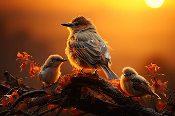 The mother bird takes the baby back to the nest, Generative AI