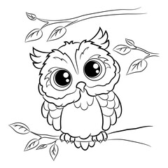 Owlet. Cute coloring book for kids.
