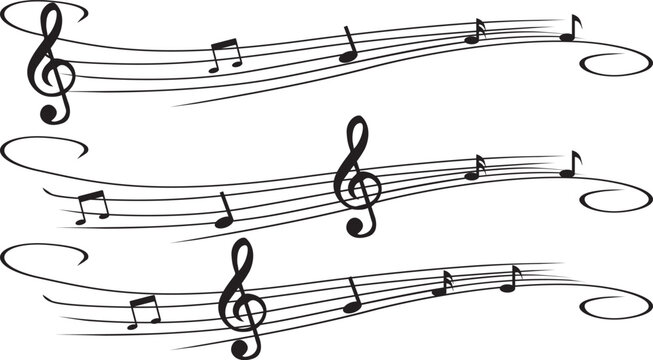 vector collection of Musical notes, with curves for performing and learning musical tones