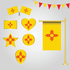vector collection of Mexico State of Usa emblems and icons in different shapes