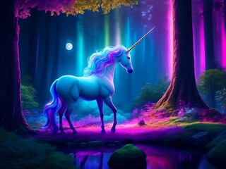 amazing unicorn in the forest - generative AI