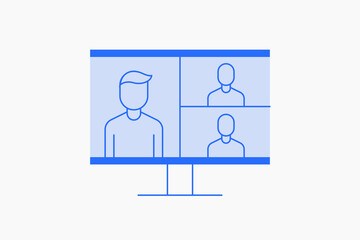 Geometric talk online illustration in flat style design. Vector illustration and icon. 