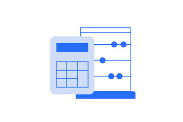 Isolated Geometric calculator illustration in flat style design. Vector illustration and icon. 