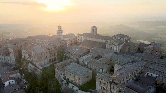 Sunrise Drone Footage of Montepulciano, Italy