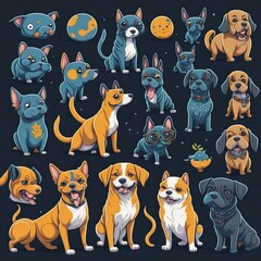 set of funny animals