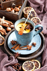 Cup of tea with cookies. Selective focus with shallow depth of field