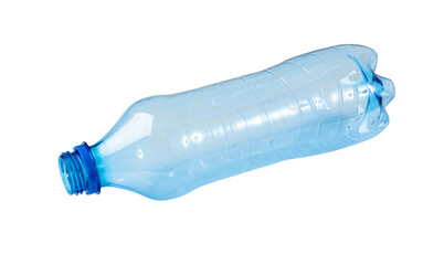 Blue Plastic Bottle Isolated, Empty Plastic Bottle, Global Pollution Concept, Water Pet Bottles