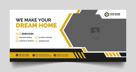 Home sale cover banner and web header banner for real estate sale business banner template