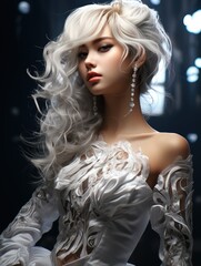 Beautiful girl with white hair in the style of Sailor Moon, ai