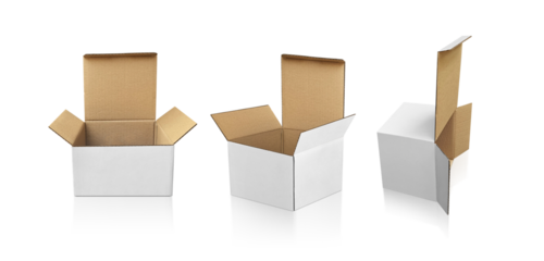 Open Empty Cardboard Box, transparent background