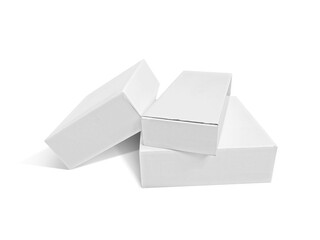Set of White box tall shape product packaging. transparent background