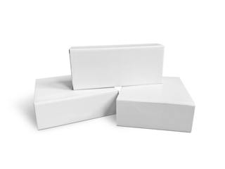 Set of White box tall shape product packaging. transparent background